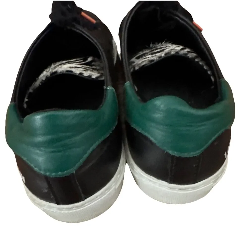 Chic‎ Axel Arigato Clean 90 Sneakers Black Green Real Fur Leather Sz 7.5